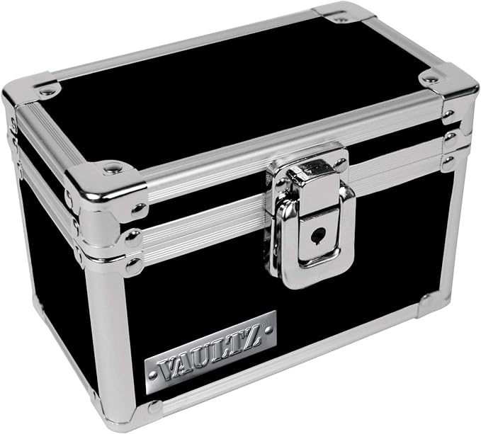 Vaultz VZ01169 Locking Index Card File with Flip Top Holds 350 3 x 5 Cards, Black