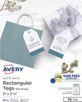 Avery Blank Printable Tags, Sure Feed Technology, 2" x 3.5", White, 96 Customizable Tags with String, Great for Branding, Gift Tags, Price Tags, and More (22802)
