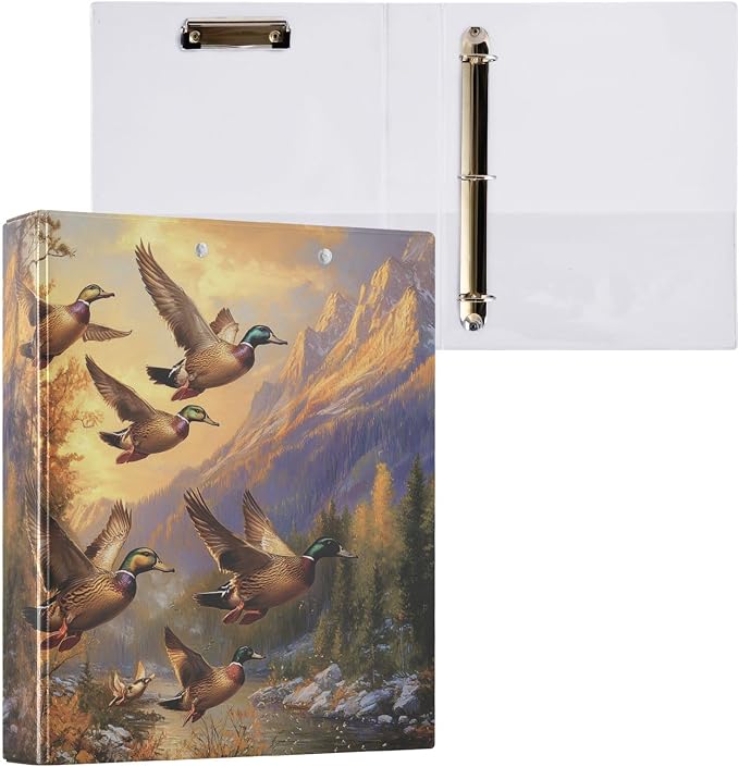 Mallards Ducks Decorative 3 Ring Binder 1.5 Inch Large View Binders with Pockets Holds 200 Sheets File Organizer for Office College School, 1 Pack