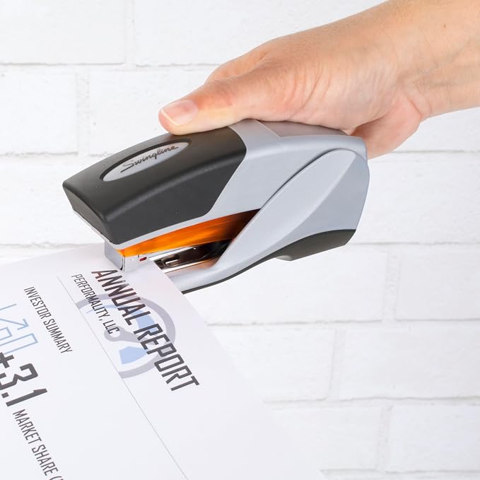 Swingline Stapler, Desktop Stapler, Compact Size, 25 Sheet Capacity, Optima 25 Reduced Effort, Orange/Gray (66412)