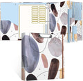 Rouidr 3 Ring Binder, 2 Inch Round Ring Binder Organizer with Clipboard, 5 Dividers Tabs, A4 8.5 x 11 Inch Paper & Clear Sleeves for School, Office Supplies, Minimalist Art