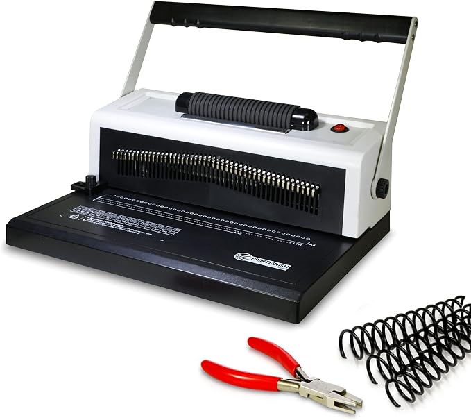 Coilbind S25A Spiral Coil Binding Machine - 4:1 Pitch – 20 Sheet Capacity | Hole Punch with Electric Coil Inserter – Adjustable Margins & Disengaging Pins – Free Crimper Tool & 100 Coils