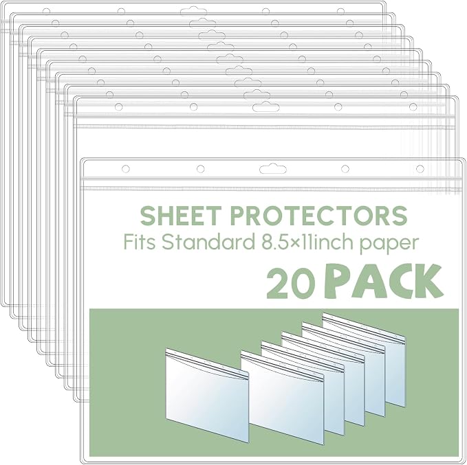 Sinload 10 Pcs Heavy Duty Sheet Protector 8.5 x 11 Inch Job Ticket Holder Waterproof Resealable Zip Page Wall Sign Holder Clear Dry Erase Document Sleeve Magazine Protector Horizontal(12.4 x 9.8 Inch)