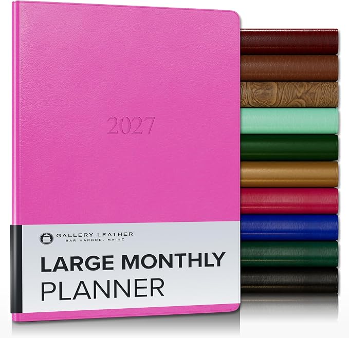 Gallery Leather Large Monthly Planner 2026-2027 Caribbean Fuchsia