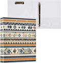 Aztec Navajo Hard Cover Ring Binder 1.5 Inch 3 Ring, Printed Ring Binder with Metal Non-Slip Clip Clear Pocket Water Resistant Round Ring Binders for Recipe Budget Office