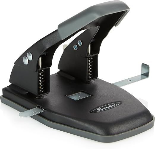 Swingline 2 Hole Punch,28 Sheet Capacity Hole Puncher,Paper Punch,Low Effort Comfort Handle,Alignment Guide,Black (74050),(Pack of 12)