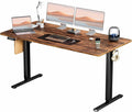 Sweetcrispy Electric Standing Desk, Computer Desk, 63x24 Inch | Adjustable Height, Splice Wood Board, 3 Memory Preset, Sit Stand Work Table for Home Office, Rustic