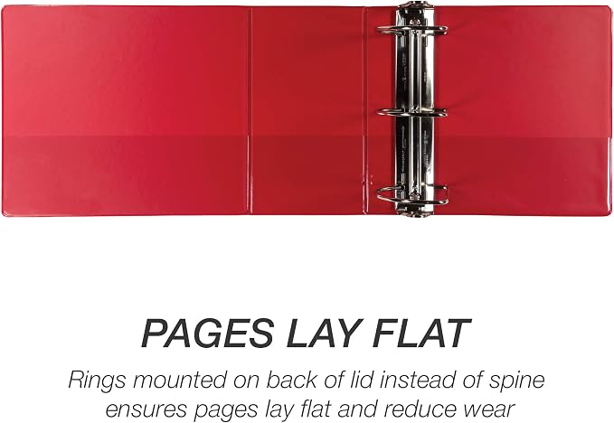 Samsill Durable 6 inch 3 Ring Binder, Locking D Ring Binder, Customizable Clear View Cover, Red, 6-Pack, Holds 1225 Pages