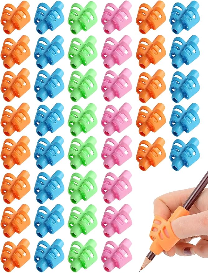 JustBlanks 60 Pcs Pencil Grips for Kids Handwriting Pencil Holder for Kids Posture Correction Writing Training for Toddlers Silicone Pencil Grip Bulk