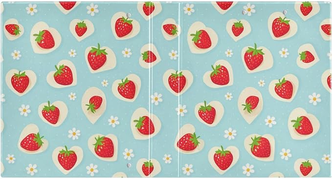 Aslsiy Floral Strawberry 3 Ring Binder 1.5 Inch Blue Dots Round Clipboard Decorative Harcover Binder Organizer for Office Supplies