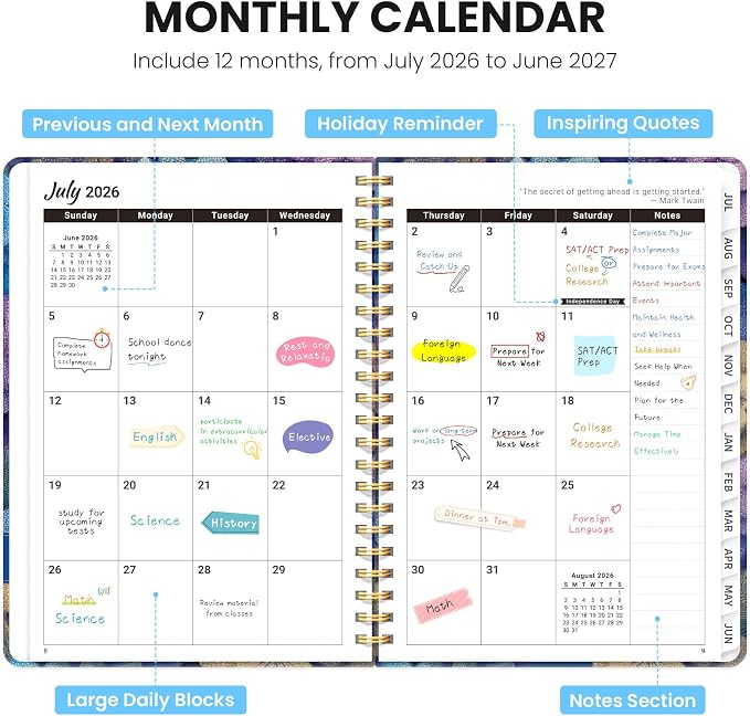 ZOTIA Planner 2026-2027, Jul 2026-Jun 2027 Weekly & Monthly Calendar