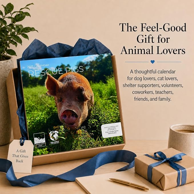 Rescue Pigs 2027 Wall Calendar, 12 x 24 Hanging Pacific Waters Press