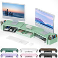 gianotter Dual Monitor Stand Riser With Drawer and 2 Pen Holders | Desk Organizer and Accessories Computer Monitor Stand, Desk Shelf for Top of Desk (Sage Green)
