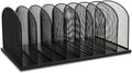 Safco Onyx Desk Organizer, 8 Side by Side Vertical Compartments, Office and Classroom Mailbox, Paper and Mail Sorter, Steel Mesh, Black