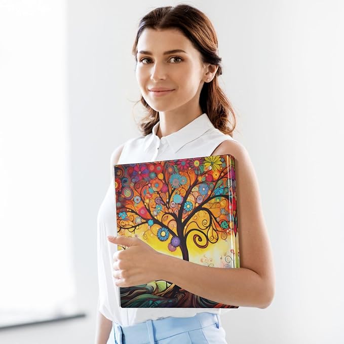 3 Ring Binder Abstract Tree 1.5" Round Ring Binders View Binder with 200 Sheet for Kids School Supplies Women Men Office, 1 Pack