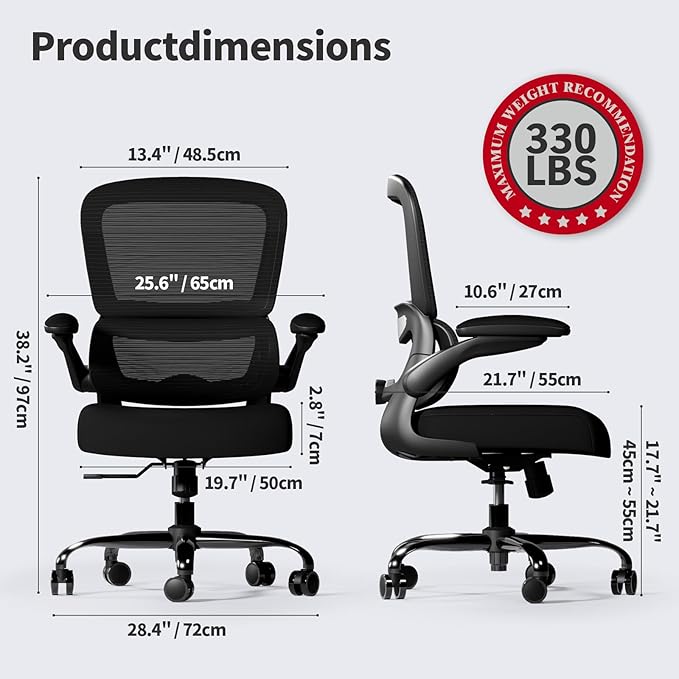 TRALT Office Chair - Ergonomic Desk Chair with Adjustable Lumbar Support, Mesh Computer Chair, Executive Chairs for Home Office Comfortable Lumbar Support Black Pack of 10