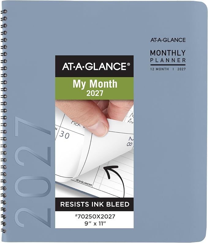AT-A-GLANCE 2027 Planner, Monthly, 9" x 11", Contemporary, Slate Blue (70250X2027)