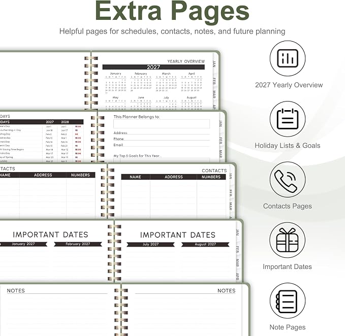 2027 Planner, Weekly and Monthly Calendar Planner Book, A5(6.3'' x 8.5'')