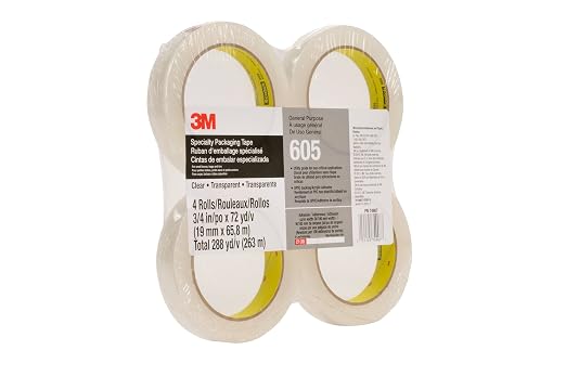 3M Scotch Light Duty Packaging Tape 605, Clear, 3/4 in x 72 yd
