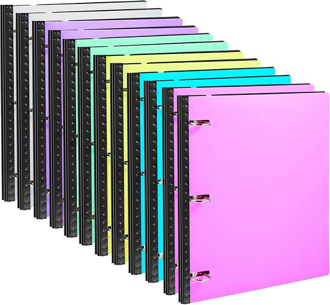 WOT I 12-Pack 1 Inch Telescoping 3 Ring Binder, Expandable Flexible Binder - Patented Design for Easy Portability, Holds 8.5"x11" Paper, Perfect for School, Office&Home Organization