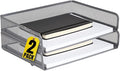 1InTheOffice Desk Tray, Letter Tray, Stackable, Side Load, Silver Mesh, 2 Pack