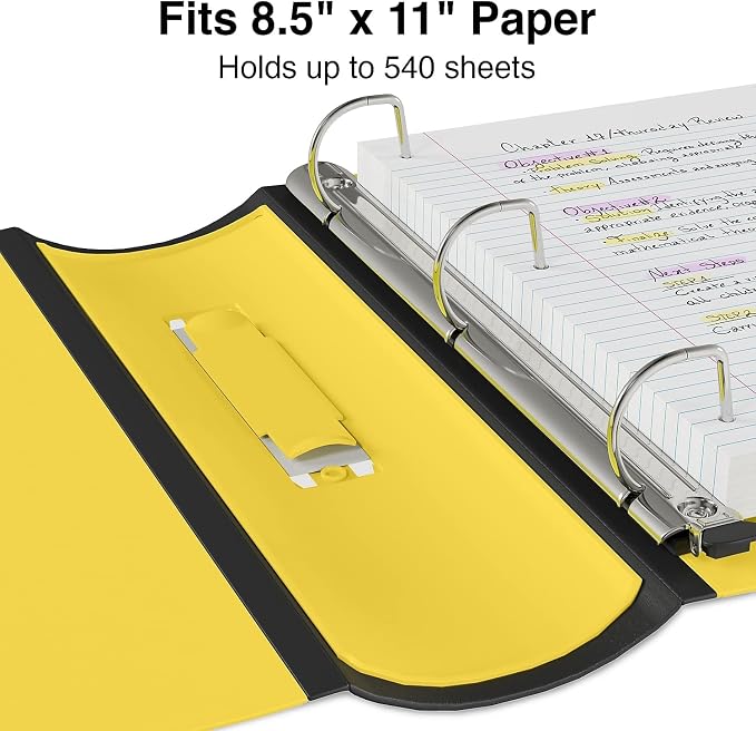 Staples Better Binder, 2 Inch 3-Ring, Yellow, Heavy-Duty | Reinforced binder built for school and office document organization.