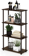 Furinno Turn-N-Tube Storage Shelves, 4-Tier Toolless Book Shelf, Corner Shelf, Open Shelves, for Organization and Storage, Living Room, Garage, Home Office, Walnut