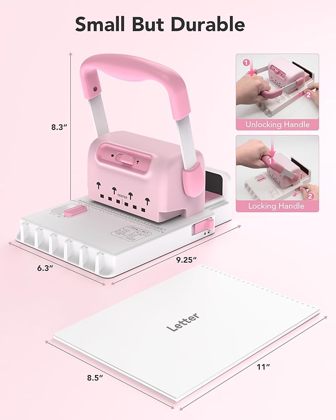 Spiral Cinch Binding Machine - Punches 30 Sheets - 2 in 1 Wire & Disc - Portable Book Binding Kit for DIY Booklets, Journals, Planners & Scrapbooks, Includes Starter Accessories