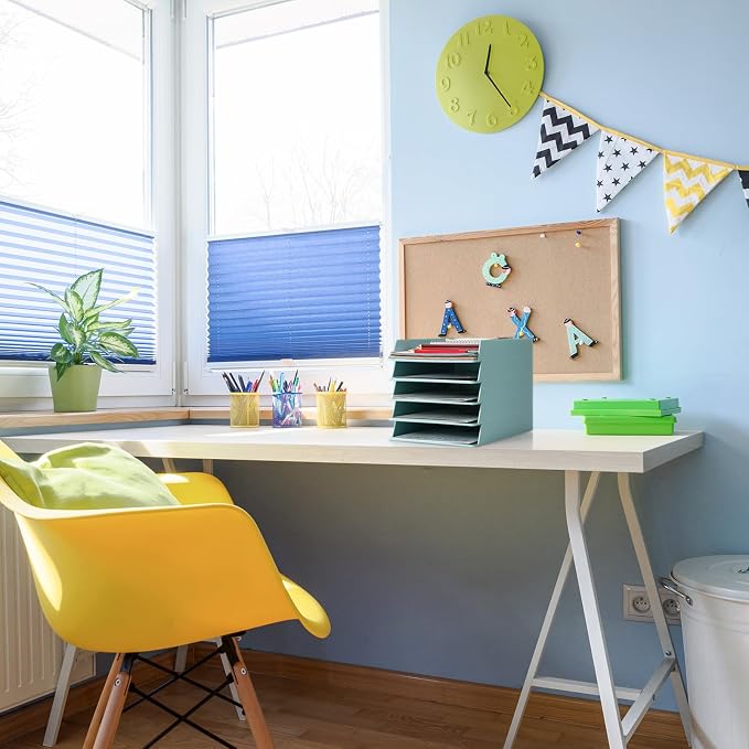 Tatuo 16 Pack Stackable Paper Trays Plastic Letter Tray Desk Organizer Paper Holder Organizer Storage Office Desk Accessories for Classroom Magazine File Documents 12.8 x 9.45 x 1.97, Blue Green