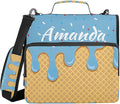 Custom 3 Ring Zipper Binder Blue Ice Cream Personalized Name 1.5 inch Binders Large Capacity Multi Pockets for School Office Supplies
