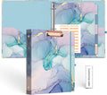 EYROZILL 3 Ring Binders 1 Inch for 8.5" x 11" Paper with 5-Tab Dividers, Cute Three Ring Binder Folders with Clipboard, Aesthetic 3 Ring Binder with Pockets (Green Marble)
