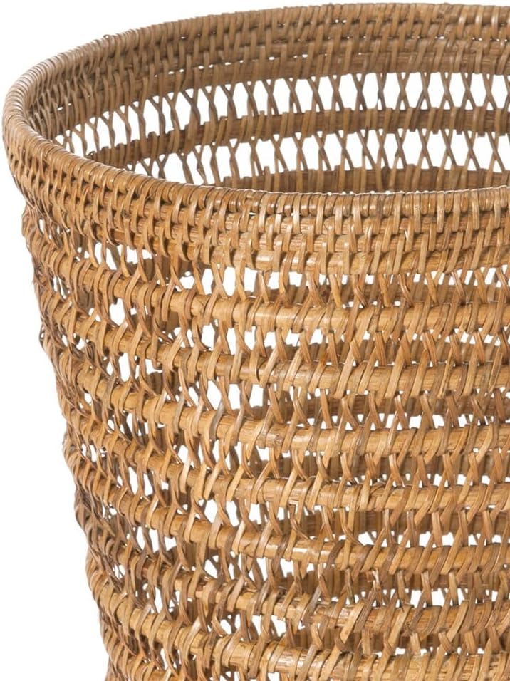 Kouboo La Jolla Rattan Mesh Waste Basket, Wicker Trash Can, Honey Brown