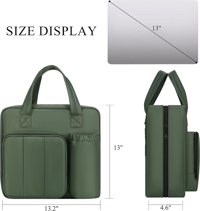 Upgraded Zipper Binder | 3-Inch & 2-Inch O-Rings, 600 Sheet Capacity Trapper Keeper with 13 Inch Laptop Sleeve & Water Bottle Holder, Binder Bag with Multi-Pockets & Shoulder Strap (Retro Green)