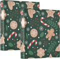 Christmas Gingerbread Snowflakes 3 Ring Binder with 2 Interior Pockets 1.5 inch Binders 3 Ring Heavy Duty Fit 8.5" x 11" Letter Size for Office School, 2 Pack
