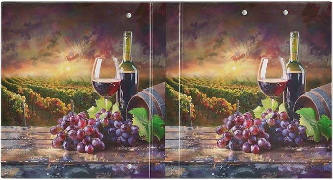 3 Ring Binder Wine Grass Grapes Wine Barrel 1.5" Round Ring Binders View Binder with 200 Sheet for Women Men Office Kids School Supplies, 1 Pack