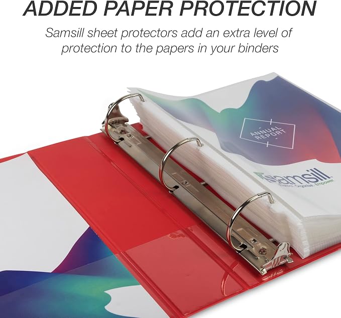 Samsill Durable 3 inch 3 Ring Binder, D Ring Binder, 100% Recycled Chipboard, Red (Pack of 2)