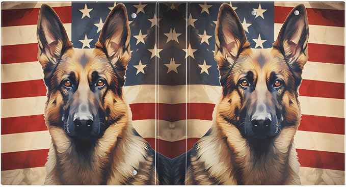 3 Ring Binder Dog German Shepherd American Flag 1.5" Round Ring Binders View Binder with 200 Sheet for Kids School Supplies Women Men Office, 1 Pack