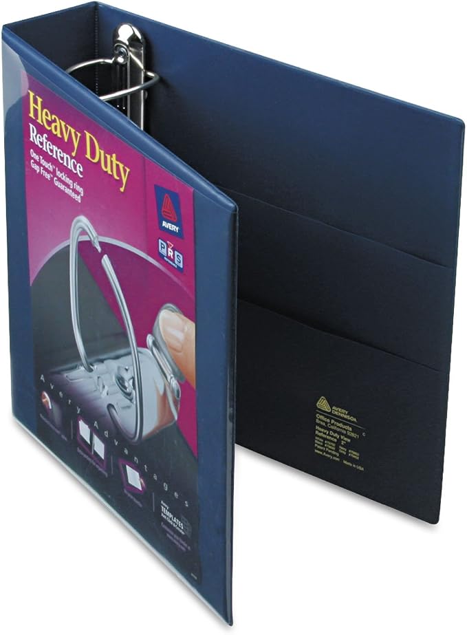 Avery 79802 EZD Nonstick View Binder, 2-Inch Capacity, 8-1/2-Inch x11-Inch, Navy