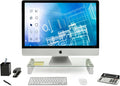 Mount-It! Glass Monitor & Laptop Riser Stand, 22", 44 lbs | Clear flat screen display stand with desktop shelf and organizer, glass and aluminum construction.