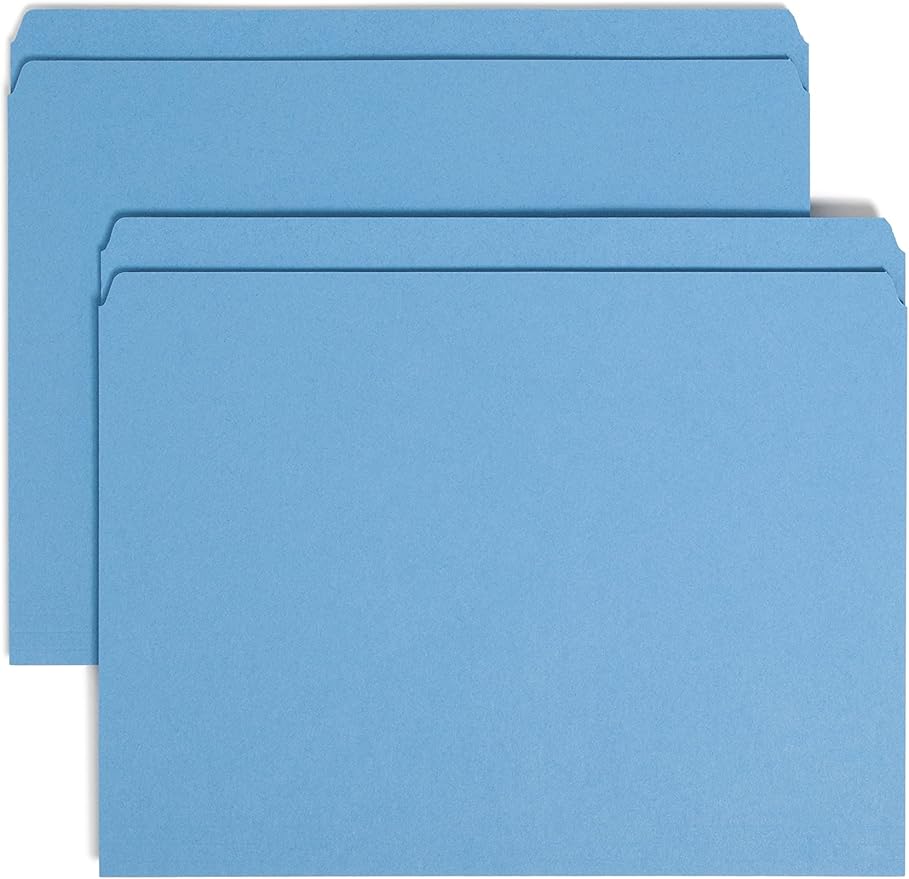 Smead File Folder, Straight-Cut Tab, Letter Size, Blue, 100 per Box (10935)