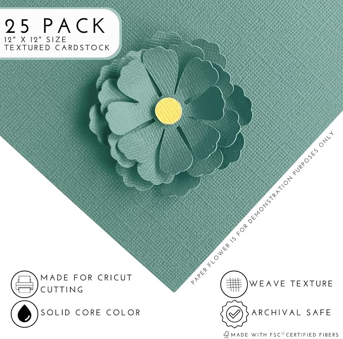 Mediterranean Blue—12x12 Textured Cardstock | 80lb Textured Blue Scrapbook Paper | Premium Cardstock for Cricut Cutting | 25 Sheets