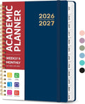 Taja Planner 2026-2027, Jul 2026-Jun 2027 Monthly & Weekly Calendar Book | 6.3" x 8.5", Hardcover Academic Calendar with Tabs, Teacher Student Agenda Book for School Office Supplies - Navy Blue