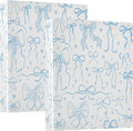 Cartoon Doodle Blue Bows 1.5 Inch Binders 3 Ring for Letter Size Holds 200 Sheets Notebook Binder with Clipboard for Women or Men