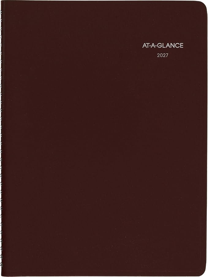 AT-A-GLANCE 2027 Appointment Book Planner, Weekly, 8" x 11", Quarter-Hourly, DayMinder, Burgundy (G5201427)