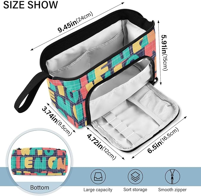 Bolaz Big Capacity Pencil Pen Case Pouch Bag School College Office Organizer for Teens Girls Adults Student-Word