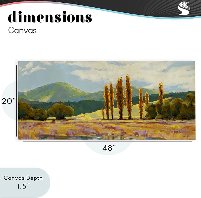 Subdued Countryside Landscape Vista, 20 x 48 Inch Canvas Wall Art | Stupell Industries · By Trevor Copenhaver · Ready to hang · Serene pastoral decor for living room or lounge · Made in USA