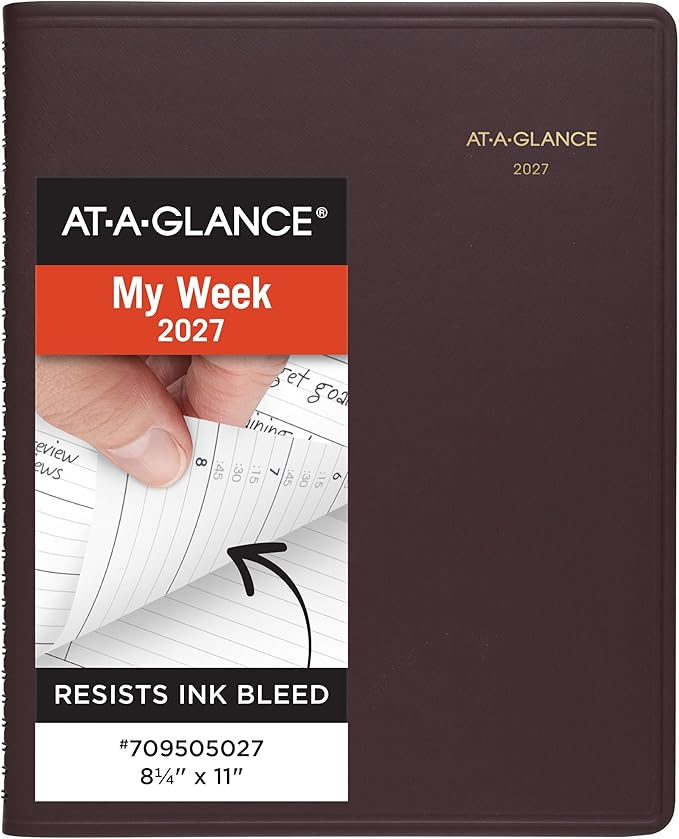 AT-A-GLANCE 2027 Appointment Book Planner, Weekly, 13-Month Jan-Jan, 8.25" x 11", Winestone (709505027)