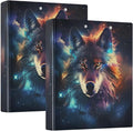 Galaxy Colorful Wolf 3 Ring Binder 1.5 Inch 2 Pack with 200 Sheet for Kids School Supplies Women Men Office