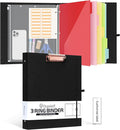 Ospelelf 1 Inch 3 Ring Binder, Black Linen Clipboard Binder with 5 Pocket Dividers & Zipper Pouch for Documents (11" x 8.5"), Hardcover Binder Organizer for School, Office