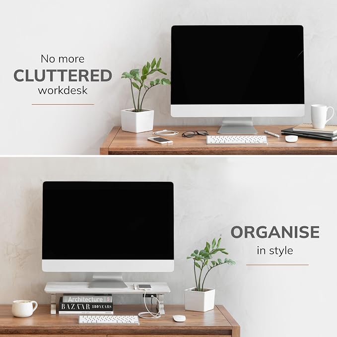 Anji Mountain Monitor Stand - Desktop Organizer & Laptop Riser, Ergonomic Monitor Riser, Space-Saving Monitor Stand for Desk, Durable Construction, Easy Assembly, Ideal for Home & Office